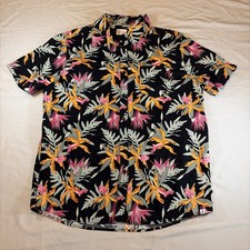 Hurley Hawaiian Shirt Mens L Floral Tropical Short Sleeve Island Vacation 46 