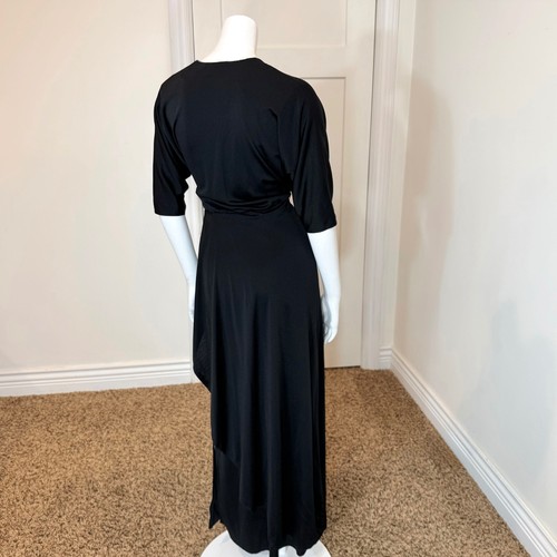 Vintage 70's WRAP BOHO MAXI DRESS M Black Half Sleeves Hippie Draped Retro Dance, $84.55 - Photo 4