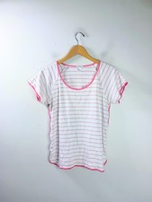 LAKE Short Sleeve Pajama Top Pink Stripe Pima Cotton Medium