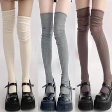 Women Knitted Long Socks Cashmere for Women Boot Wool Thigh Stocking Casual Cott