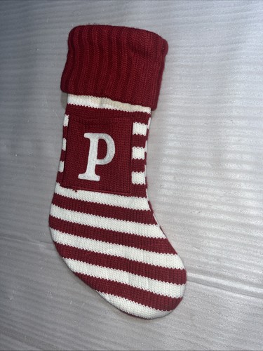 Wondershop Initial Monogram Knit 17” Christmas Stocking Red / White Letter P