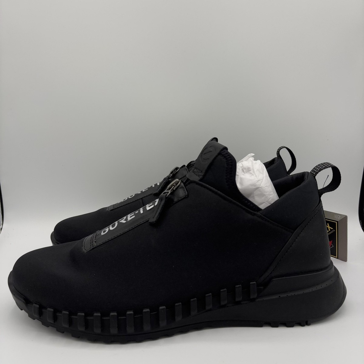 ECCO Zipflex M Shoes Mens Size Black Gore-Tex Waterproof