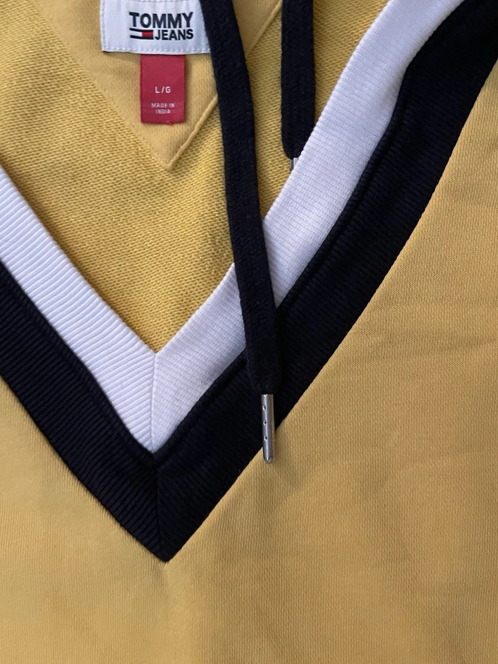 Tommy Hilfiger Dress Womens Adult Large Yellow Hooded Logo Long Sleeve - Image 4 of 4