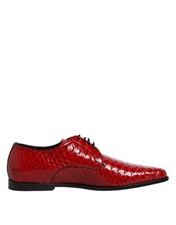 Dolce & Gabbana Red Exotic Leather Lace Up Dress Derby Men's Shoes Authentic