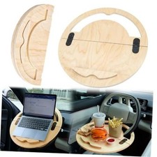 2 in 1 Car Steering Wheel Tray Steering Wheel Desk for Laptop Wooden Car