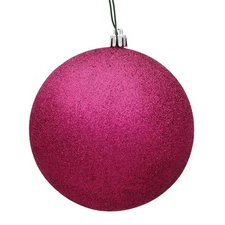 Vickerman N592570DG 10 in. Fuchsia Glitter Drilled Cap Christmas Ornament Ball