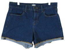 Old Navy Womens High Waist Roll-Cuff Denim Shorts Button Fly Pockets Size 8 Blue
