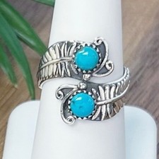 Solid Sterling Silver 925 Turquoise Wrap Ring Size 7 Southwest Navajo Style New