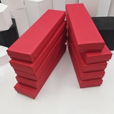 Lot of 50 Red Jewelry Gift Boxes 8x2x1 Cotton Filled Cardboard