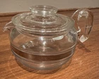 Vintage Pyrex 8336 Flameware Glass Tea Kettle Coffee Pot with lid 6 Cup Retro