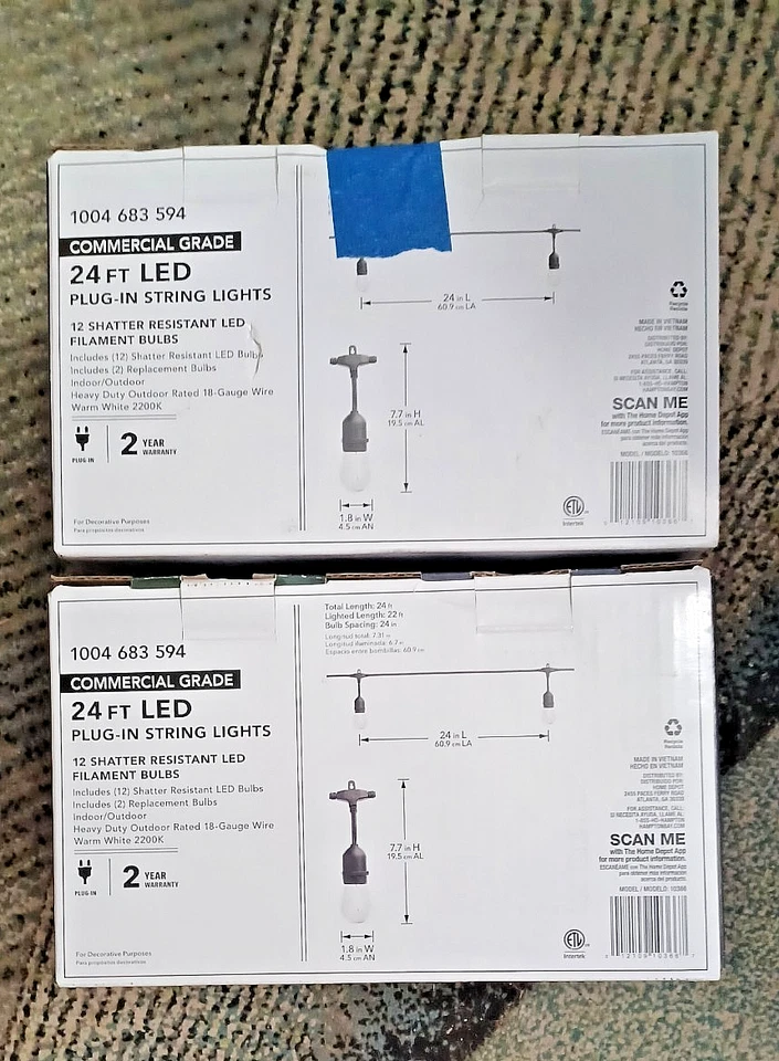  2-HAMPTON BAY 12 luces LED 24 pies luz interior/exterior/usado/envío gratuito Foto 2 de 3