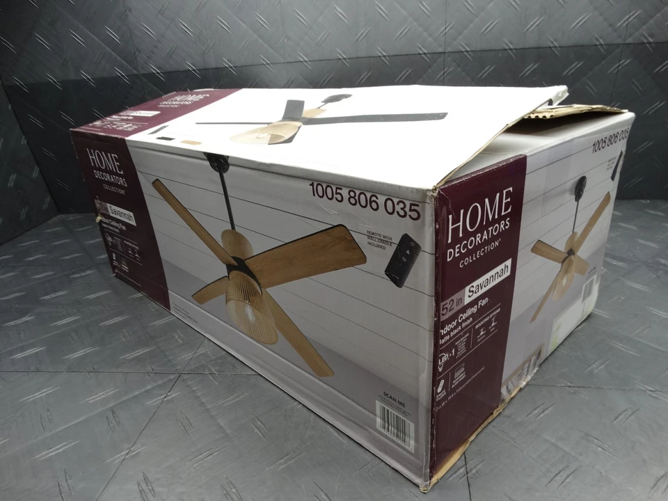 Home Decorators 52 in Savannah LED Black Ceiling Fan w/ Light Kit and Remote - Image 2 of 4