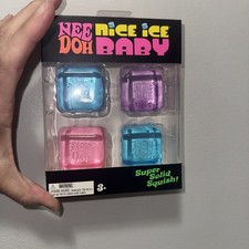 NeeDoh Nice Ice Baby 4 pack, Set of 4 Nee Doh Mini Nice Cube Pink Blue Purple