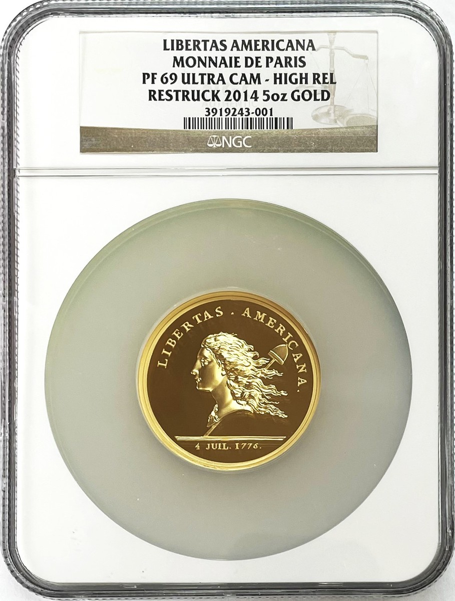 2014 GOLD 5oz LIBERTAS AMERICANA MONNAIE DE PARIS FRANCE MEDAL NGC