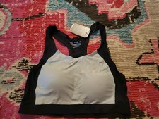 NEW NWT Womens S Danskin Racerback bonded sports bra black w/ gray trim