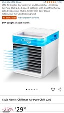 JML Air Cooler, Portable Fan and Humidifier, Chillmax Air Pure Chill 2.0,4-Speed