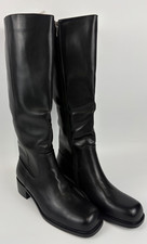 ZJA Knee High Boots Square Toe Low Heel Wide Calf Flat Boots - Size 11- Black