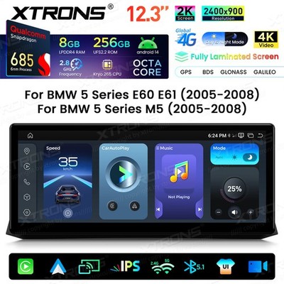 12,3'' Für BMW 5er E60 E61 CCC Autoradio Android 14 8G+256GB Global 4G GPS Navi