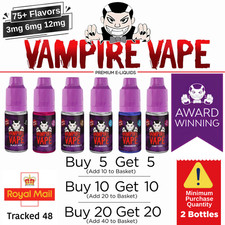 VAMPIRE VAPE E Liquid 10ml | 3mg | 6mg | 12mg | Heisenberg Pinkman 75+ FLAVOURS