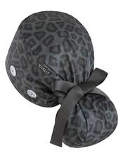 Black Leopard Soft Ponytail Scrub Surgical Hat Nurse Cap With Buttons