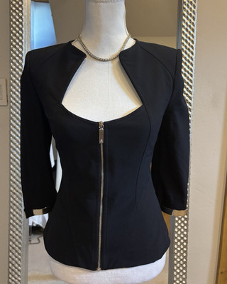 Elisabetta Franchi Black Bustier Waist Line Blazer Size IT 42, US 6 Retail $900