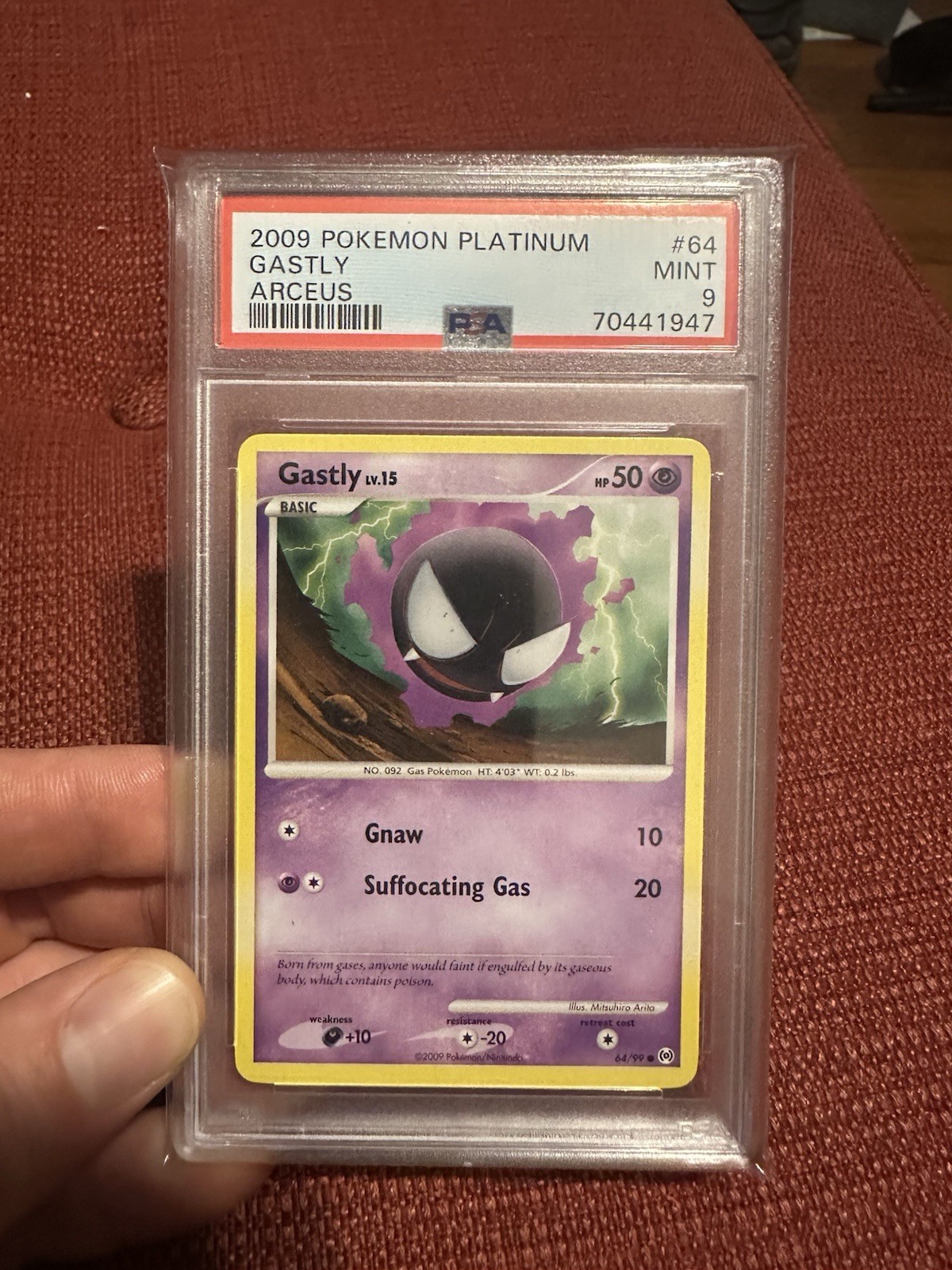 PSA 9 MINT Gastly 64/99 Arceus Platinum Pokemon Card 557