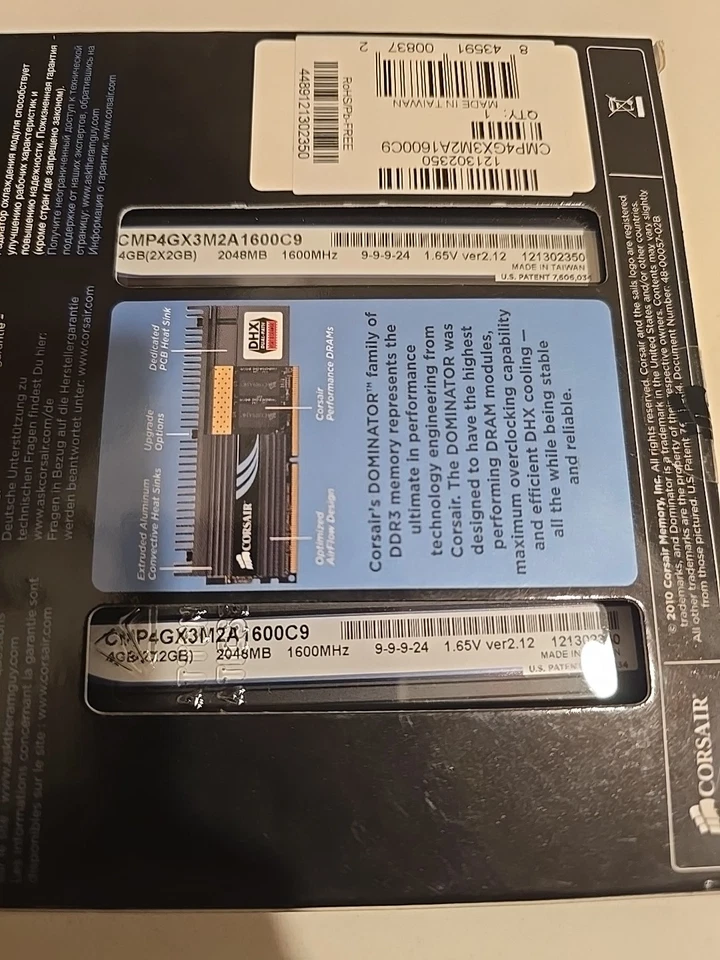 CORSAIR DOMINATOR 4GB (2 x 2GB) DDR3 1600 (PC3 12800) Desktop Memory Model CMP4G - Image 3 of 3