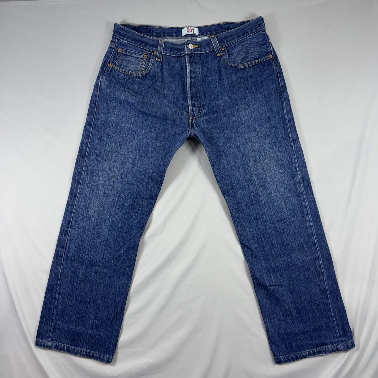 VTG Levis 501 Jeans Mens 38x30 * Blue Straight Button Fly Dark Wash Y2K Denim