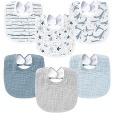 6-Pack Muslin Baby Bibs for Boys Girls Soft Cotton Absorbent Bandana Drool ...