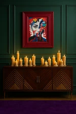 Original Mixed Media Pop Art Portrait on Solid Wood Panel Hand Painted Acrylic