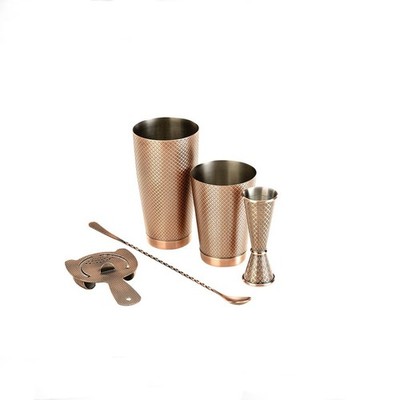 Mercer Culinary Barfly  Antique Copper 4 Pc Diamond Lattice Basic Set