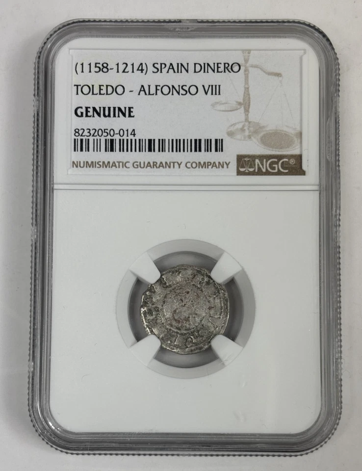 NGC GENUINE Alfonso VIII 1158-1214 SPAIN TOLEDO Silver Dinero - Image 3 of 4
