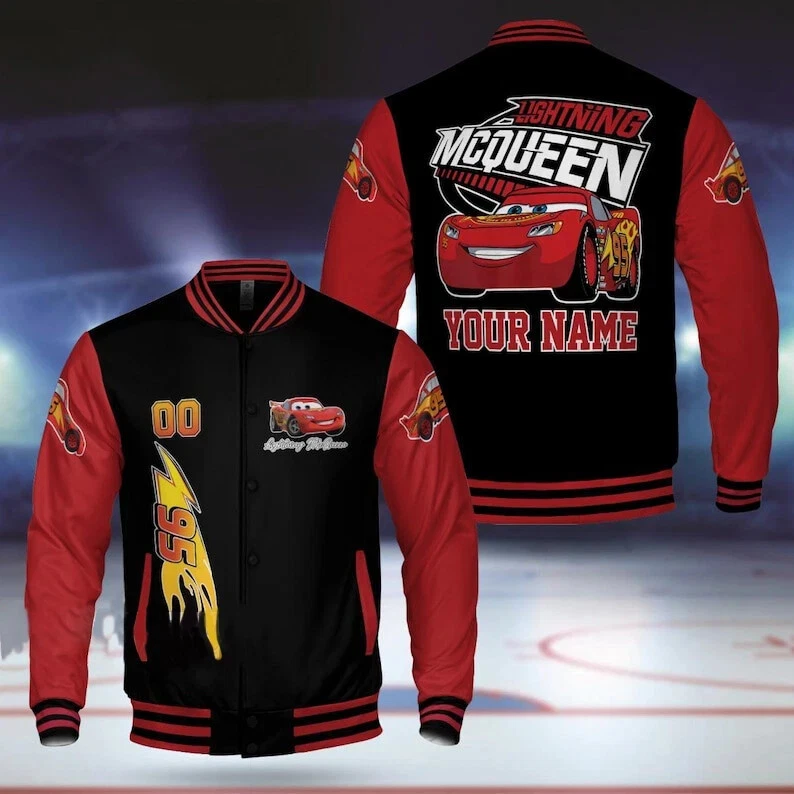 Personalized Lighting Racing Car Father's Day Gift Baseball Jacket