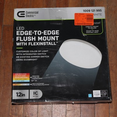 Commercial Electric Edge to Edge Lens LED Recessed Ceiling Light White 12''