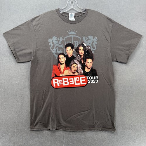 Camiseta Rebelde Gira Mundial 2023 Hombre Mujer Grande Gris Doble Cara Pop Latino - Imagen 2 de 9