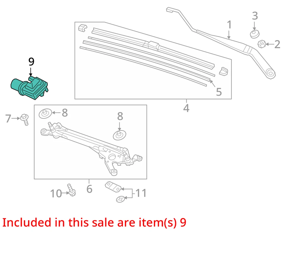 2017 Honda Civic Front Windshield Wiper Motor OEM 122K Miles - LKQ419737262 - Image 4 of 4