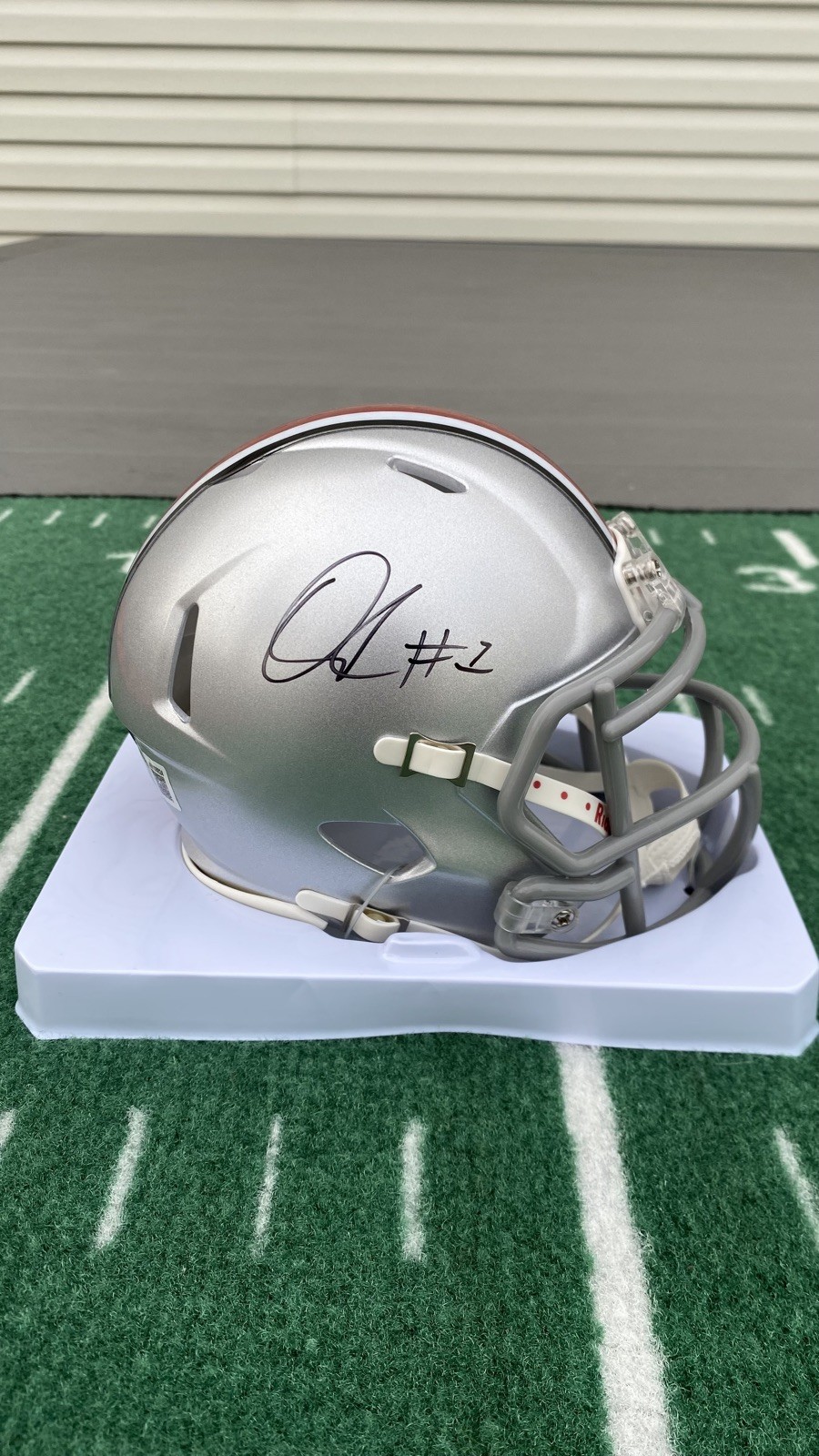 Quinshon Judkins Autographed Signed Ohio State Buckeyes Riddell Speed Mini Helmet BAS Witnes 