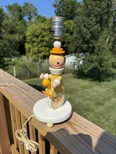 Vintage Nursery Plastics Wooden Lamp Yellow Clown Unicycle Baby Tested BM SW