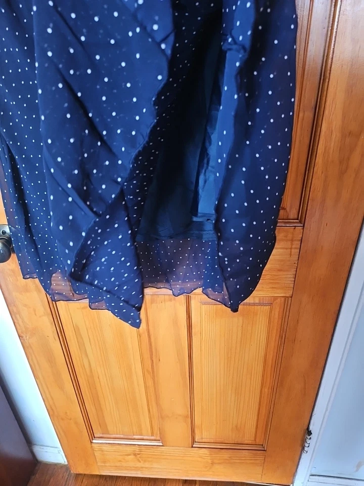 Falda para mujer Courtenay azul blanco forrada a lunares cintura elástica talla 20W nueva sin etiquetas Foto 3 de 4