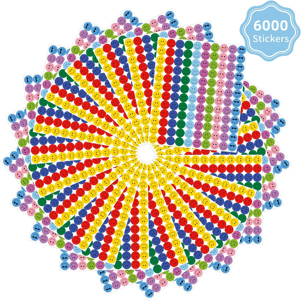 6000 Pieces Happy Smile Face Stickers for School Reward Behavior Chart ...