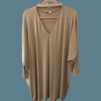 Missguided  Natural Cream Oversized Choker Neck Slinky Dress UK 8 JS002 MM 06