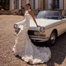 Mermaid Wedding Dresses 3D Flowers Sleeveless Engagement Vestido De Sereia