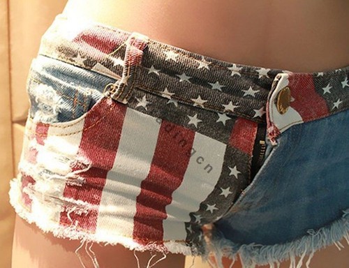 Neu sexy amerikanische US-Flagge Minijeans Shorts Hose Denim niedrige Taille - Bild 5 von 9