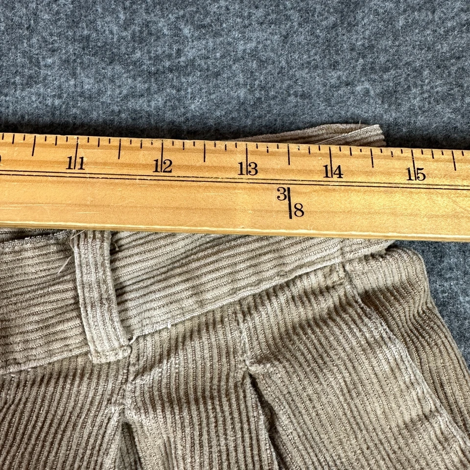 Vintage L.L. Bean Pleated Cuffed Corduroy Pants Womens Medium Tall Beige Baggy - Image 4 of 4
