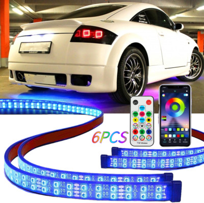 6 PCS Underglow Kit Double Row RGB LED Strip Lights For Audi A3 A4 A5 ...