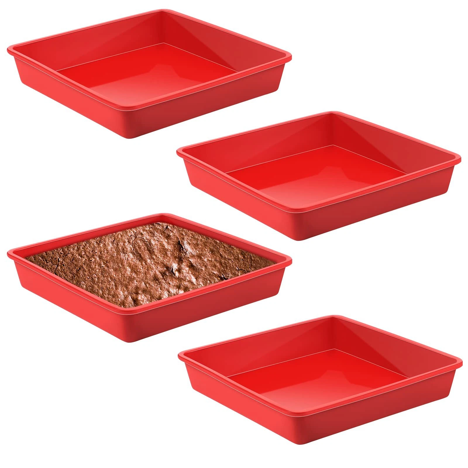 4 Pack 7.5x7.5 Inch Non Stick Silicone Square Cake Pans for Brownie Cornbread
Opens in a new window 