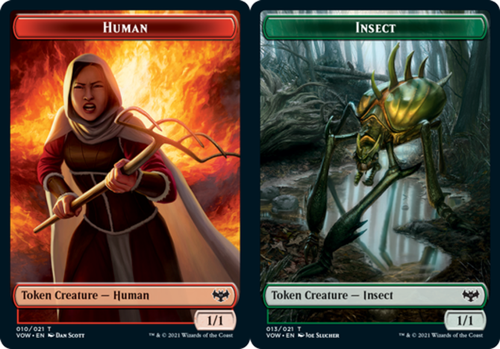 MTG-1x-Near Mint, English-Human Token (010) // Insect Token - Foil-Innistrad: Cr