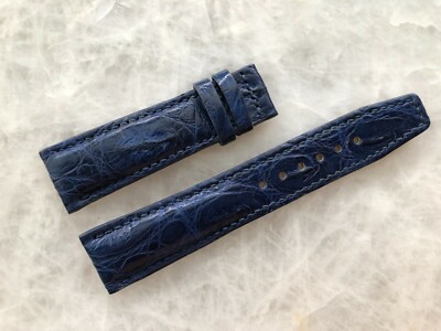 21mm/18mm Blue Alligator Crocodile Embossed Leather Watch Strap Band