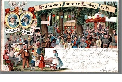 82000- Gruss vom Hanauer Lamboy Fest im Main-Kinzig Kreis in Hessen um 1904 - Bild 1 von 2