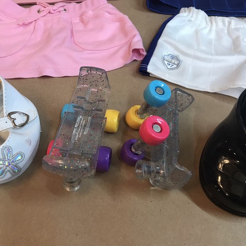 Build A Bear Workshop 2 Outfits + 3 Shoes Lot ~ Soccer Roller Skates Boots Pink - Picture 7 of 9
